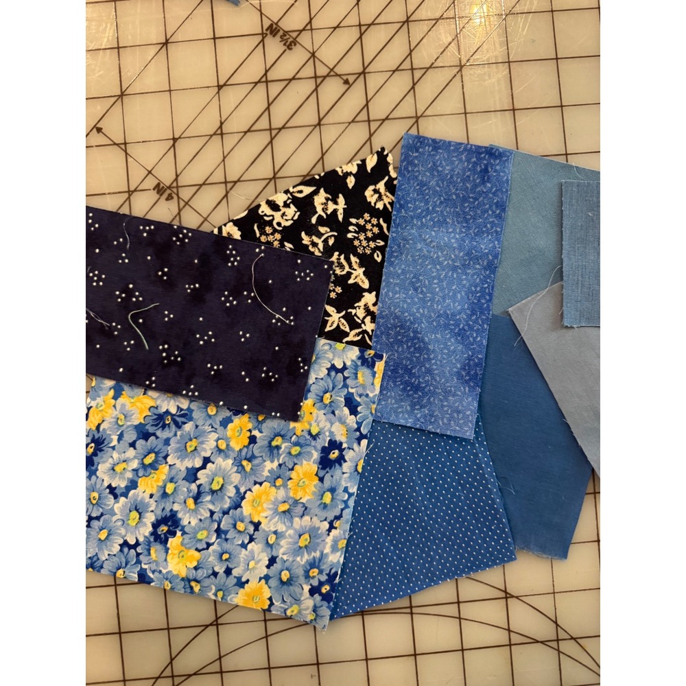 Vintage Fabric Scrap Bundle Blue Green Junk Journal Slow‎ Stitch Lace Embroidery - Picture 10 of 10